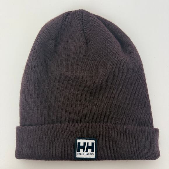 Helly Hansen Urban Cuff Classic Logo Rib Knit Black Grape Winter Ski Beanie Std - Picture 2 of 6